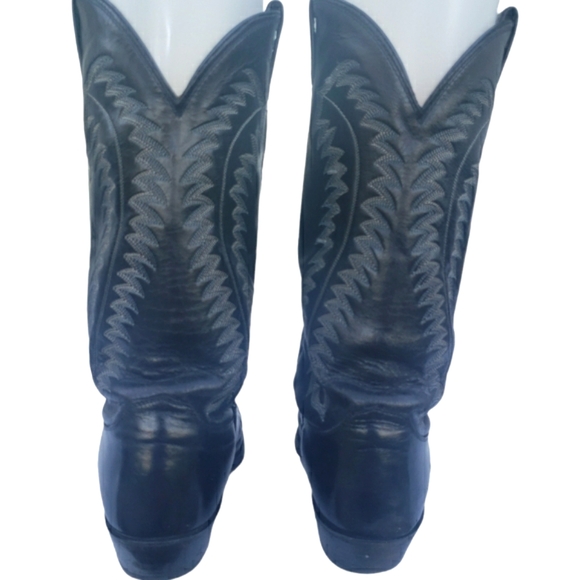 Justin Vintage Black Genuine Leather Cowgirl Western Pull-On Boot Women's 10.5 D - Picture 5 of 16